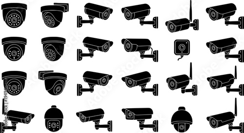 Security cameras isolated isometric set icon.
