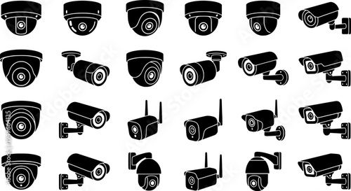 Security cameras isolated isometric set icon.
