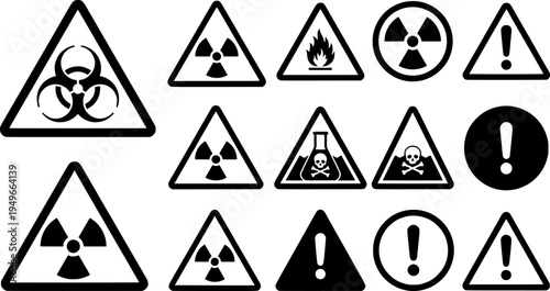Yellow caution warning biohazard, radioactive,
