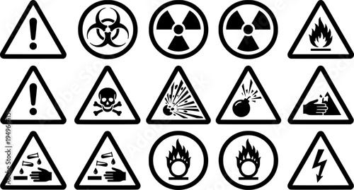Yellow caution warning biohazard, radioactive,
