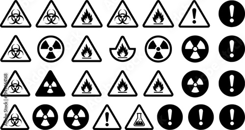 Yellow caution warning biohazard, radioactive,
