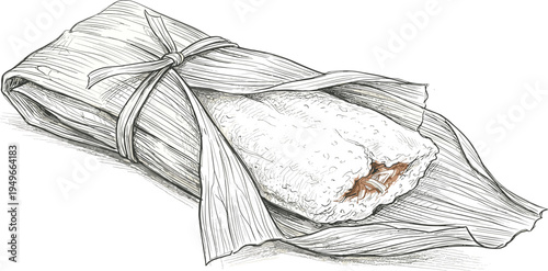 Traditional tamale wrapped in a corn husk, a delicious and authentic Latin American culinary delight