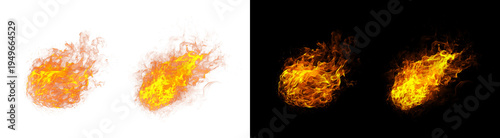Tableau sur toile PNG image of Vibrant, intense spherical orange and yellow fireballs depicted on