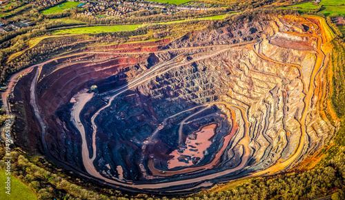 Tableau sur toile Aerial open-pit quarry and industrial landscape near Coalville, Leicestershire