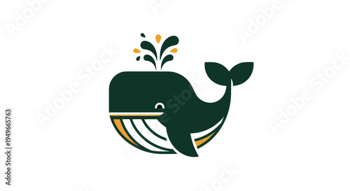 Stylized illustration of a gentle whale on a white background