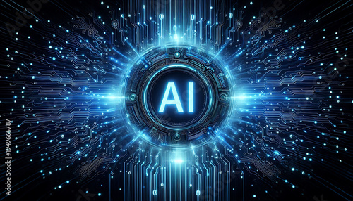 Artificial Intelligence Digital Brain and Network Concept