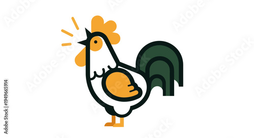 Stylized illustration of a rooster in graphic style for design and use