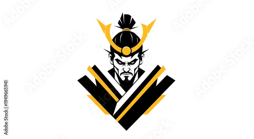 Stylized illustration of a warrior with helmet and determined expression