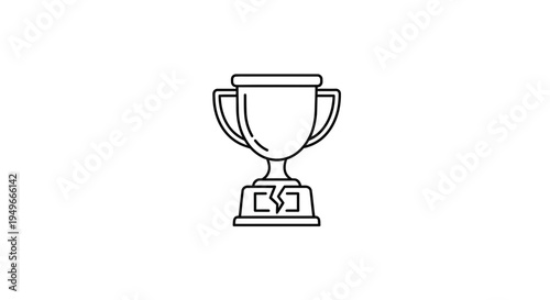 Broken Trophy Icon, Symbol of Failure, Loss, and Disappointment in Competition