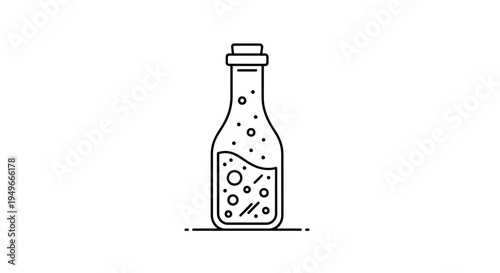 Bubbling Potion Bottle Icon: Alchemy, Science, and Magic Concept