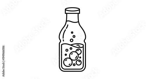 Bubbles in a Glass Bottle: Refreshing Drink Icon Outline
