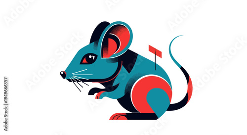 Stylized mouse illustration with vibrant colors and vector graphic design