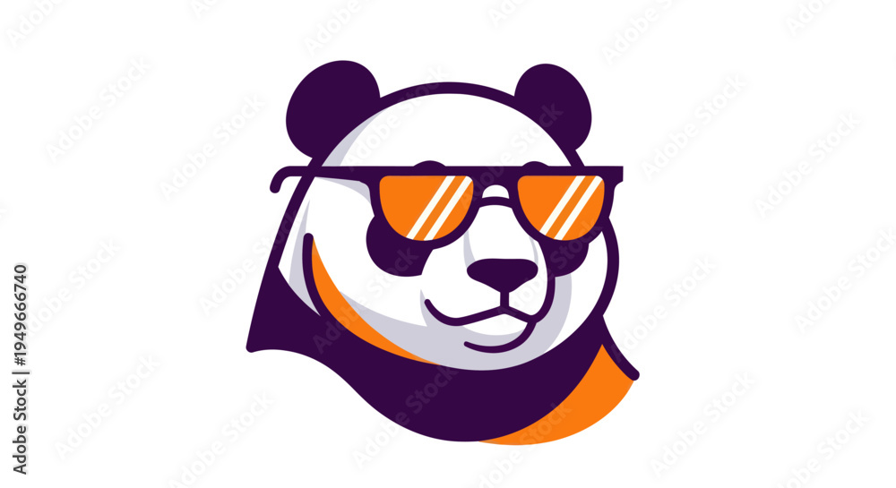 Obraz premium Stylized panda with sunglasses icon or mascot design in bold colors