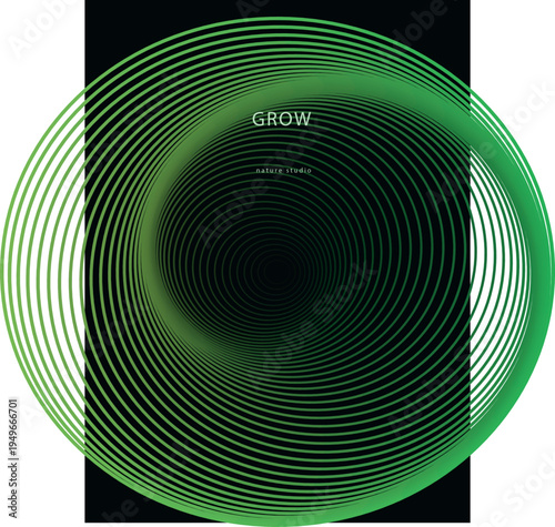 Green concentric circles with crow text overlay