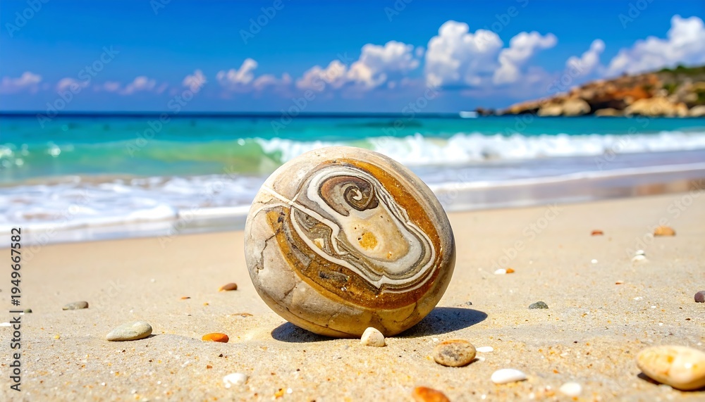 Obraz premium A rock with intricate patterns on a sandy beach