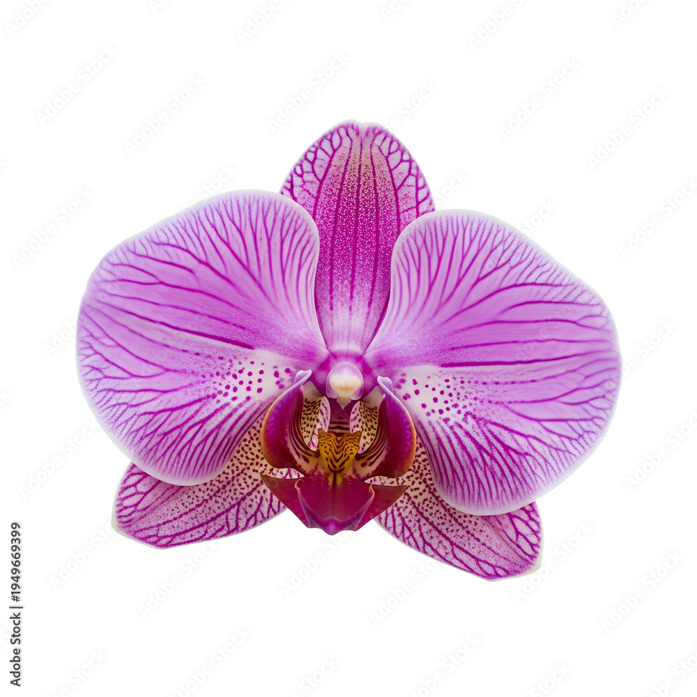Fototapeta premium Closeup of a beautiful pink orchid flower with intricate patterns.