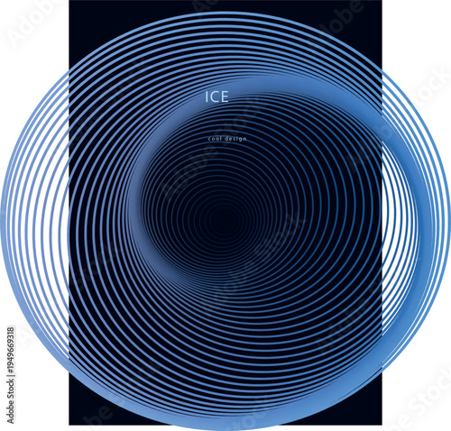 A blue concentric circle pattern with a dark center