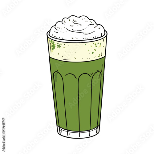 Popular ice matcha green of japanese drink. Japanese matcha green tea powder