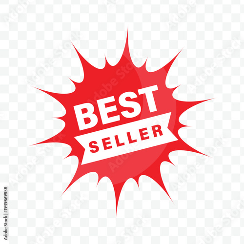 Best seller star label flat design icon isolated on white background for retail product promotion.