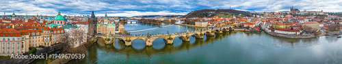 Photos Charles Bridge Prague panorama over Vltava River and historic city skyline