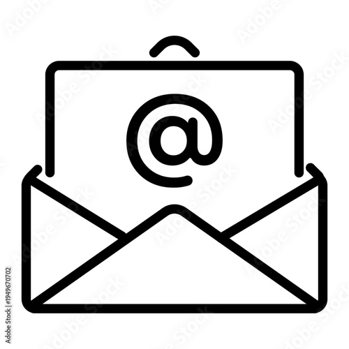A linear icon of an open envelope with an "at" symbol representing email marketing and newsletters
