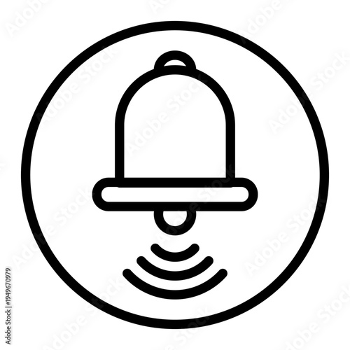 Simple outline icon of a bell or siren with sound waves indicating an active alarm or notification
