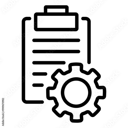 Icon of a clipboard with a gear symbol representing settings for home automation rules and scheduling