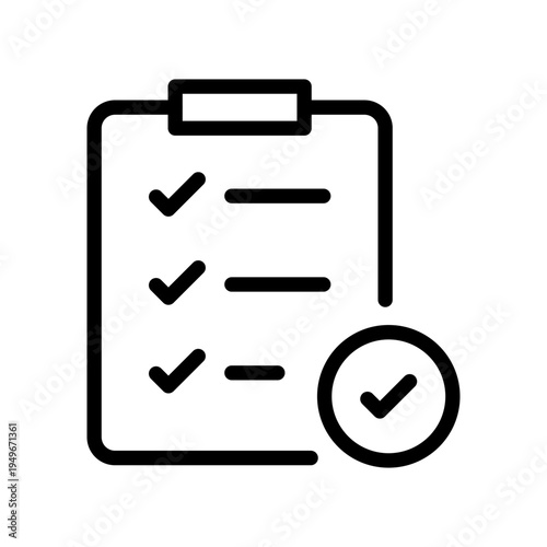 Icon of a clipboard with a checklist and a checkmark representing order fulfillment