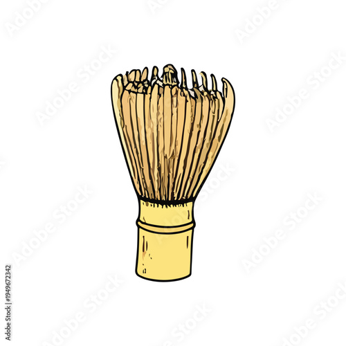 Hands whisking matcha tea vector illustration design