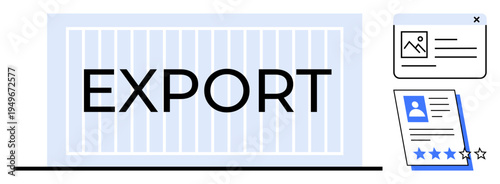 Export container alongside documents for logistics, trade procedures, and profile information ideal for global trade, shipping, documentation, international business, logistics, commerce, and simple