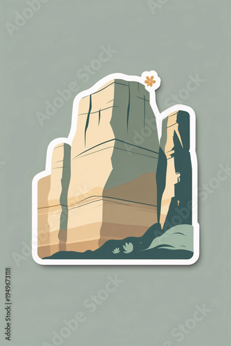 Petra inspired rock hill illustration sticker artwork featuring ancient desert landscape in dark blue and purple color wallpaper background