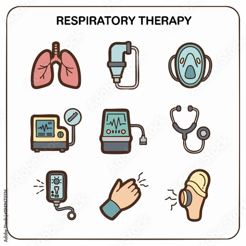 Respiratory Therapy Equipment and Devices Illustration.