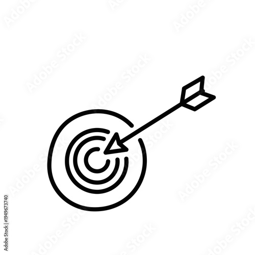 Arrow hitting bullseye target in a minimalist line art style.