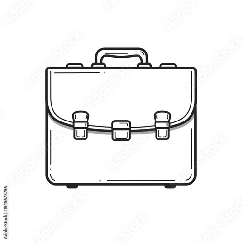 Classic briefcase illustration in black and white perfect for business and professional use.