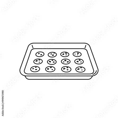 Freshly baked chocolate chip cookies on a baking sheet.