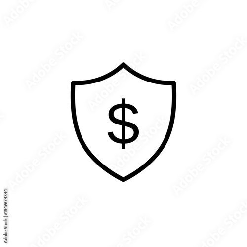 Shield with Dollar Sign Icon Representing Financial Security and Protection 1.