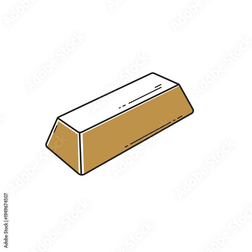 Stylized gold bar ingot illustration on a white background.