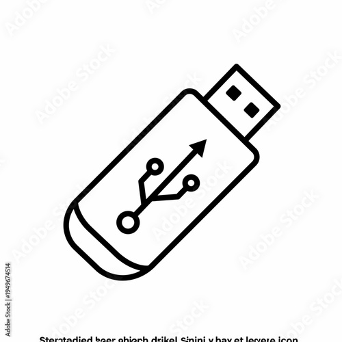 USB flash drive icon black and white design for data storage.