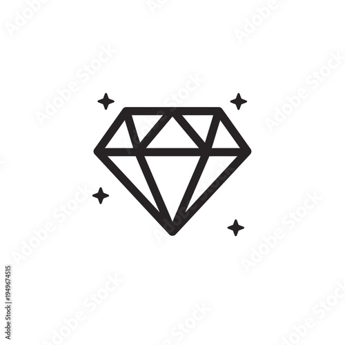 Stylized Diamond Icon with Sparkles Symbolizing Value and Luxury.