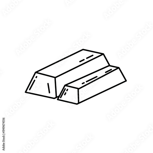 Two Gold Bars Stacked Together Simple Line Art Illustration.