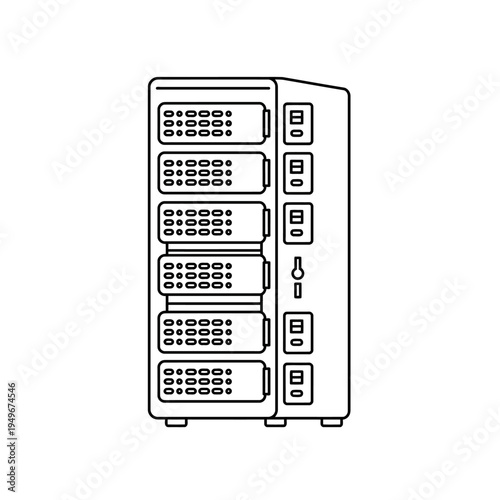 Vending Machine Outline Drawing for Snack and Drink Dispensing.