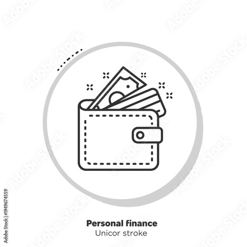Wallet with money and credit cards icon representing personal finance.