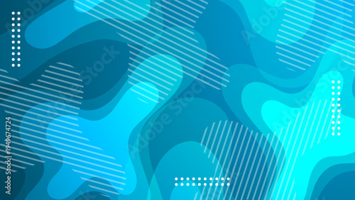 Refreshing abstract background with soft fluid organic blobs and striped textures in light blue and cyan tones