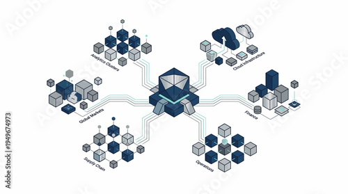 Network connections and data exchange concept.