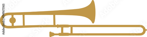 Golden Trombone Silhouette Icon