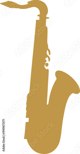 Golden Saxophone Silhouette Icon