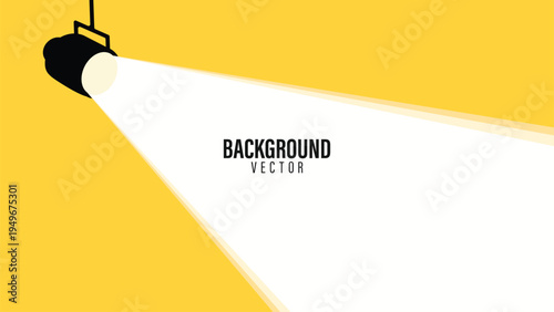 Bright spotlight shines on clean white beam against vivid yellow backdrop. No people or animals appear in this minimalist scene. Perfect for presentations, ads, or creative projects needing focus