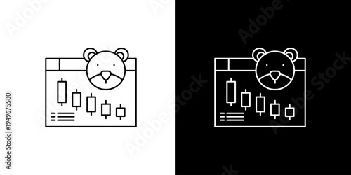 Bear market graph icon illustration, financial trading concept on white and black background