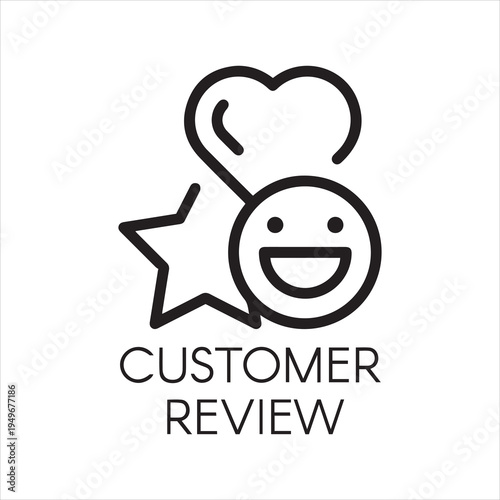 Customer review line icon. Star, heart and positive emotions smile signs. Feedback concept symbols. Evaluation of service, sticker for chat, messenger. Labels of expressions of approval. Vector