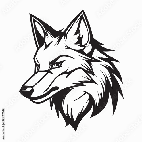 Jackal Head with Intense Eyes Graphic Vector On White Background